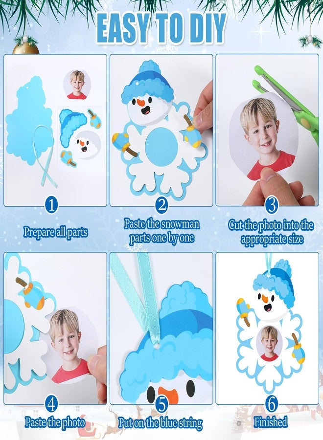 Lonfliness 30 Set Winter Snowman Picture Ornament Craft Kit for Kids Winter Snowflake Picture Frame Craft Christmas Hanging Ornaments for DIY Photo Home Activities Xmas Holiday Party Decorations Gifts - Image 4